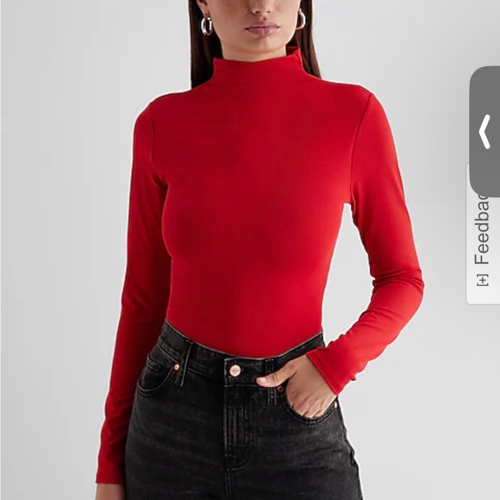 Express Red Mock Neck Bodysuit XS
